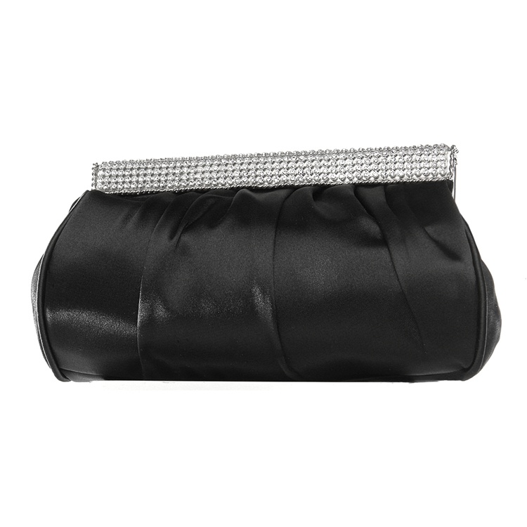 Sharp Crystal Top Satin Bridal Clutch