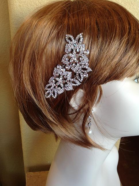 Bridal Encrusted Marquise and Round Crystal Haircomb just Stunning